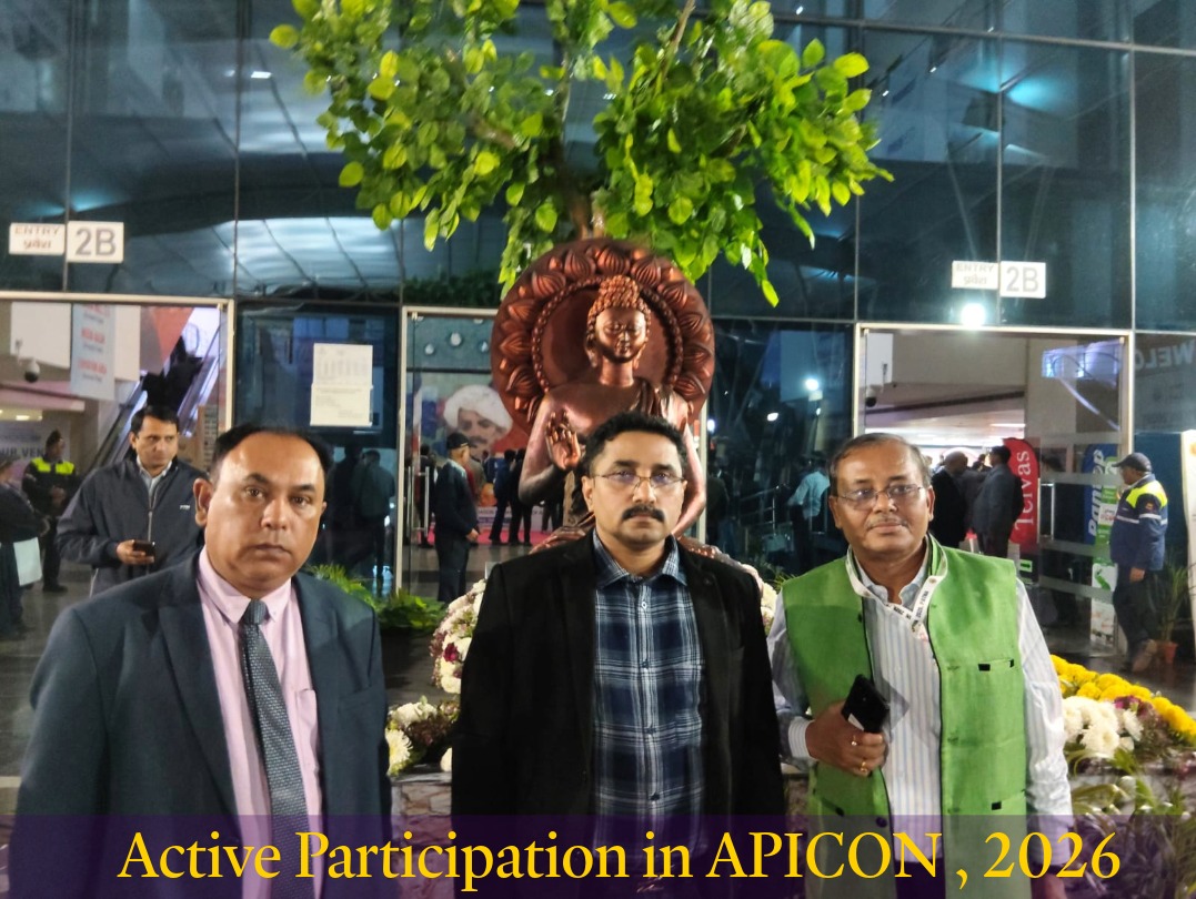 Zenithia Med representatives at the entrance to APICON 2026, the annual conference of the Association of Physicians of India, Patna